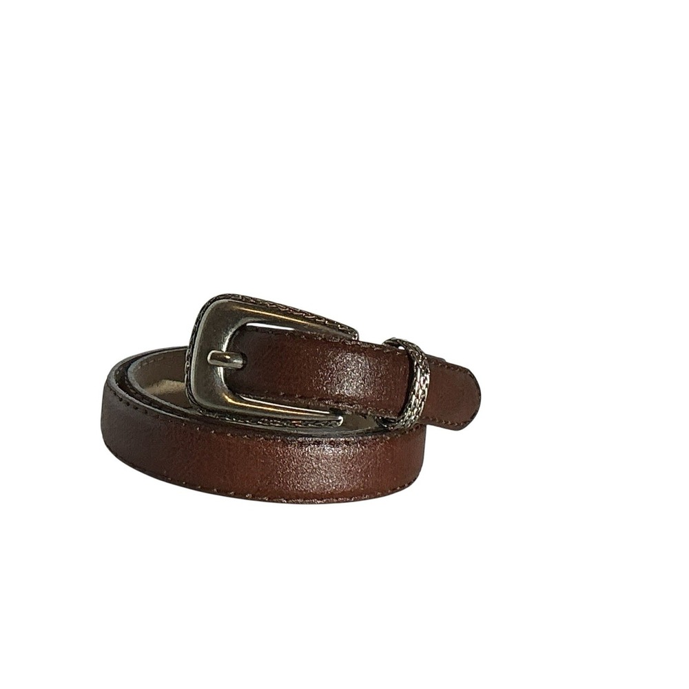 Liz Claiborne Brown Leather Belt Western Buckle Medium Women's VTG 1990s-